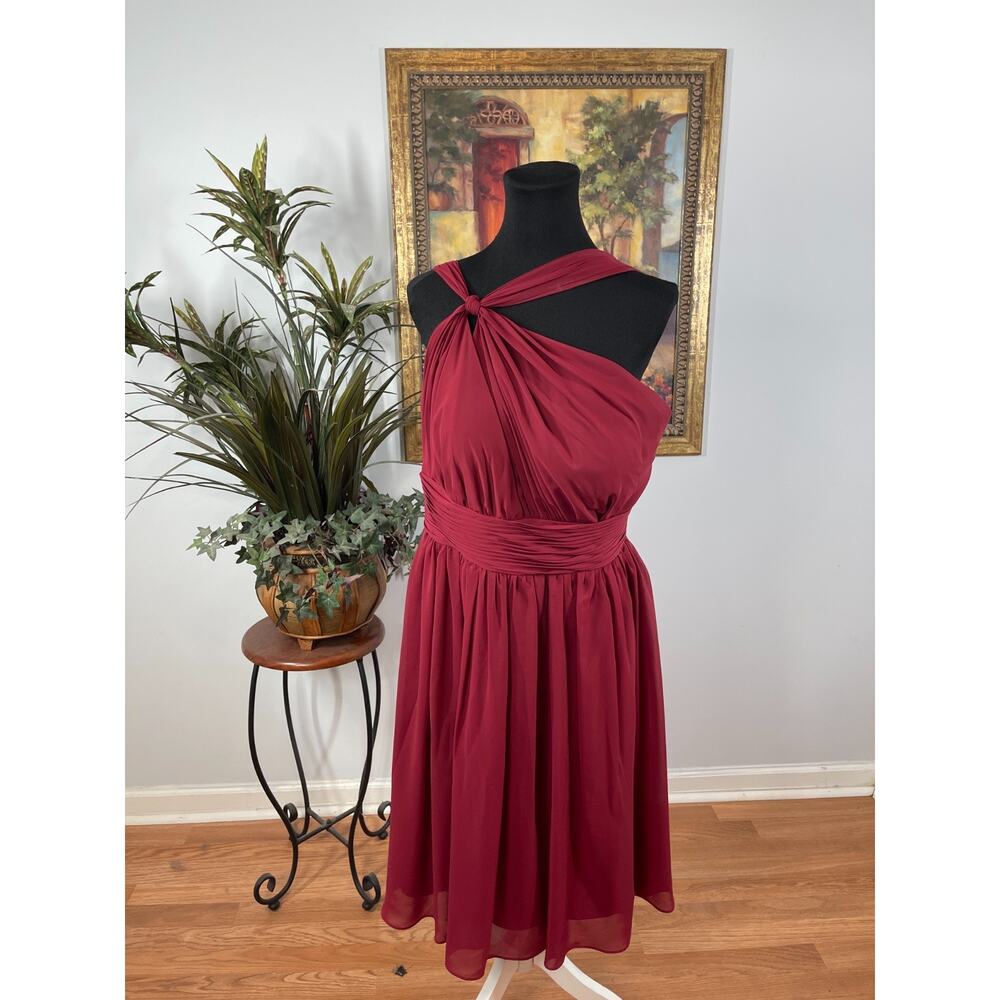 Alicepub Infinity Dress Womens Size 16 Red Chiffon One-Shoulder Grecian Romantic